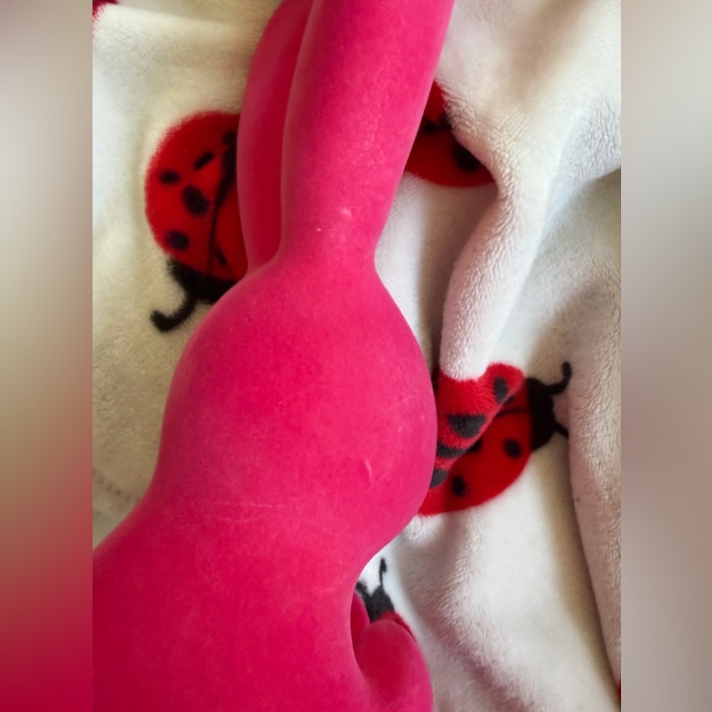 Bath & Body Works Bunny Rabbit Flocked Pink 3 Wick Candle Holder EUC - Picture 5 of 8